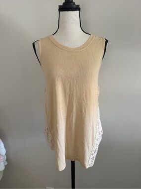 Mossimo Supply Co. Beige Crochet-Side Tank Top